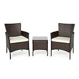 IntimaTe WM Heart Rattan Lounge Set Garten Balkon Möbel Set,Bistro Cafe Balcony Furniture Group (Brown 2)