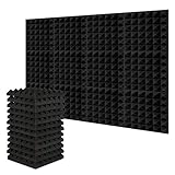 Akustikschaum, AGPtEK 12er Pack 30,5 * 30,5 * 5 Zentimeter Schalldämmende Schaumstoff Panele, Schallisolierende Studio Schaumstoff Polsterplatten mit Dreieck Struktur, Ideal für Hause, Studio und Bü