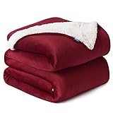 BEDSURE Decke Sofa Kuscheldecke rot - warm Sherpa Sofaüberwurf Decke groß, Dicke Sofadecke Couchdecke, 220x240 cm XXL Wohndecke für C