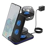 ZHIKE Kabelloses Ladegerät, 3 in 1 Wireless Charger mit QC 3.0 Adapter 15W Qi Ladestation Kompatibel mit iPhone 12 Series, Samsung S20te 20/S10, Galaxy Watch 3/Active 2,1/Gear S3/S2/Sport and B