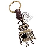 Holibanna Roboter Leder Schlüsselanhänger Retro 3D Bewegliche Roboter Aussage Charme Anhänger Schlüssel Dekoration Tasche Zubehör für Männer Und F