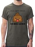 Sprüche Statement mit Spruch - Emoticon - Aus dem Weg! Ich muss kacken - XXL - Dunkelgrau - t-Shirt Herren mit sprüchen - L190 - Tshirt Herren und Männer T-S