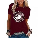 Mysight Oversize Shirt Damen Baumwolle, T-Shirt Damen Sommer Oberteile Beliebt Tasten Diamant Drucken Kurzarm Tee Tops T-Shirts Casual Rundhals Shirt Hemd Bluse Female Teenager M