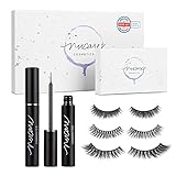 NUCARE® Magnetische Wimpern - Exklusives 3er Set 3D Magnet Wimpern mit Eyeliner (12ml) & Aufbewahrungsbox - Magnetwimpern anpassb