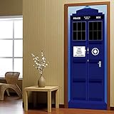 DKCAFA Türtapete Selbstklebend Türaufkleber 3D TürPoster Blaue Polizeibehörde Wandbild Fototapete Türfolie Poster Abnehmbar Wohnzimmer Vinyl Wasserdichte Wallpaper Wandaufkleber 95 * 215 C