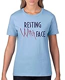 Comedy Shirts - Resting Witch face - Damen T-Shirt - Hellblau/Lila-Fuchsia Gr. S