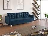 3xEliving Sofa für das Wohnzimmer PTYLIA, 3-Sitzer-Sofa mit Schlafmöglichkeit, Farbe tiefes Ozeanb