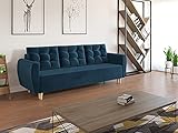 3xEliving Sofa für das Wohnzimmer PTYLIA, 3-Sitzer-Sofa mit Schlafmöglichkeit, Farbe tiefes Ozeanb