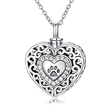 925 Sterling Silber Dog Paw Urn Halsketten für Hunde Asche für immer in meinem Herzen, Feuerbestattung Schmuck Halskette Andenken Memorial Anhäng