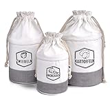 G.a HOMEFAVOR Vorratsbehälter Set für Kartoffeln Zwiebeln Knoblauch, Beutel und Vorratsdose für Lagern Kartoffeln, Zwiebeln, Knob