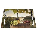 Platzsets mit Rotwein-Druck, schmutzabweisend, Tischsets für Esstisch, Küche, rutschfest, hitzebeständig, 45 x 30 cm, 6 Stück