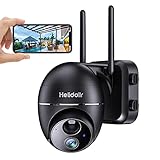 Überwachungskamera HD1080P Akku Aussen 15000mAh, Helidallr Draußen WLAN Kamera 355°/120° Drehung Kamera Überwachung IP66 Wasserfest PIR Bewegungsmelder Nachtsicht Kabellose Überwachungsk