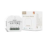 MOES Wlan RF433 Mini Smart Alexa Lichtschalter 1 Gang Relais Modul, WiFi Funk Schalter LED Unterputz Kompatibel mit Smart Life Tuya App Fernbedienung, Amazon Alexa Google Home, Nur für 2.4GHz Netzwerk