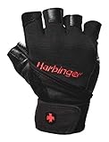 Harbinger Pro Wrist Wrap Fitness Handschuh Herren, Gewichtheber Handschuhe, Waschmaschinengeeignet, Schw