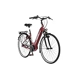 FISCHER E-Bike City CITA 5.8i, Elektrofahrrad, Bordeaux matt, 28 Zoll, RH 44 cm, Brose Drive C Mittelmotor 50 Nm, 36 V Akku im R