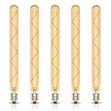 Kcwiau 7W T30 Edison-Stil Glühfaden LED Lampe,Nicht Dimmbar,E27 LED Lampe，Edison-Schraube,Lange Röhre, 2200K Warm Licht,Lumen700，AC 220-240V,CRI80,5 Stück[Energieklasse A+]