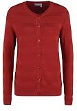 fransa Damen Lange Strickjacke Feinstrick Cardigan Longstrickjacke 20608032, Größe:XXL, Farbe:Barn Red (181531)