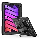 Tenfei New iPad Mini 6Case, iPad Mini 6 Case for 6Th Gen 2021, Rotational Hand Strap, with Pencil Holder Bracket Protective, Case for Stable Support, Rugged Protective Kids C