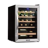 Klarstein Vinamour Weinkühlschrank - Wine Fridge mit Glastür, Weinschrank mit Touch Control Technologie, 5 bis 22°C, 5 Holzeinschübe, freistehend, 19 Flaschen / 65 Liter, schw