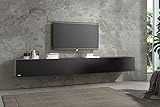 Wuun® 240cm/Schwarz-Matt (Korpus Schwarz-Matt)/8 Größen/5 Farben/TV Lowboard TV Board hängend Hängeschrank Wohnwand/S