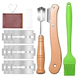 ZITFRI Bäckermesser 2er Teigmesser 30 Rasierklinge - Baguettemesser Brot Lahm Scoring Tool Set mit Silikonbürste Ritzmesser zum Einschneiden für DIY Brotteig M