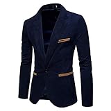 PPangUDing Weihnachtsanzüge Herren Vintage Revers Langarm Casual Volltonfarbe Corduroy Slim Fit Blazer Sakko Anzugjacke Charm Modern Einfach Geschäft Party Freizeitjacke Kurzb