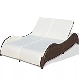Festnight Doppel-Sonnenliege aus Poly-Rattan Relaxliege Gartenliege Lounge Outdoor-Liege 200 x 132 x 45 cm B