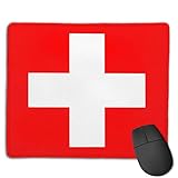 Schweiz Flagge Mausmatte Niedliches Mauspad Gummibasis Mousepad mit genähter Kante Wasserdichtes Büromausp