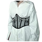 GFGHH Damen Push Up Bustiers Korsetts Top Durchsichtig Sexy Mesh Shapewear Slim Body Shaper Clubwear Gothic Corset Top, Vintage Corsage Damen Korsage Unterbrust Crop Top Shaper Body Mieder Top