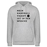 Shirtracer Handball Geschenk für Handballer - Mein Handball Trikot ist in der Wäsche - XXL - Grau meliert - Spruch - JH001 - Herren Hoodie und Kapuzenpullover für M