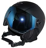 Protectwear Kinder Skihelm BJL-213 schwarz matt mit klappbarem Visier - XS