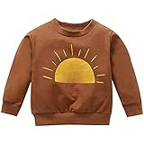 WanWorlder Kleinkind Kinder Baby Sonne Bedruckte Pullover Sweatshirt Tops Langarm Rundhals Pullover Jungen Mädchen Kinder Niedlich Pullover Herbst Gemütlich Hautfreundlich T-Shirt Oberteil (0-3 Jahre)