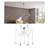 Paulmann 50389 Neordic Pendelleuchte Ketil 5-flammig Spinne max. 5x60 Watt Hängelampe Schwarz Deckenlampe Silikon, Metall Hängeleuchte E27