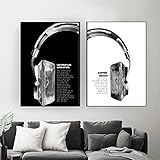 Schwarz Weiß Hip Hop Songtexte Musik Zitate Poster Leinwanddruck Headset Wandkunst Bild Wohnzimmer Wohnkultur 60x90cmx2p