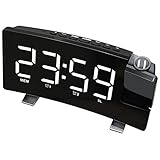 N\C Radiowecker mit USB-Ladegerät Zeitgesteuerte Projektion an Deckenwand Dual-Alarm-LED-FM-Radio Schlafzimmer Wohnzimmer Home-Office-Dekore - Weißes L