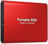 WEIJINTO Externe SSD-Festplatte mit 2 TB USB 3.1 Gen 2 Typ-C-Externe Solid State (2000 GB tragbare SSD, unverzichtbar für Geschäftsreisen) (2TB, Rot)