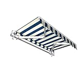 PARAMONDO Gelenkarmmarkise Basic Balkonmarkise Sichtschutz für Terrasse, 300 x 250 cm (Breite x Ausfall), Blau-Weiss Block