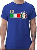 Fussball WM 2022 Fanartikel - 12. Mann Italien Mannschaft - XL - Royalblau - t Shirt Italien Herren - L190 - Tshirt Herren und Männer T-S