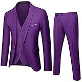 Business-Anzug, Jacke, Mantel, Blazer, Hose, Weste, Herren, Hochzeit, dreiteilige Hose, Weste, große Größe, professionelle Anzüge (Farbe: 1 butto dark purple, Größe: Asian S ist EU XXS)