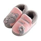 Cute Katze Hausschuhe Kinder Plüschhausschuhe Geschlossen Kuschelige Pantoffeln Home Hausschuh Weicher Boden Rutschfest Schlappen Indoor Plüsch Warm Baumw