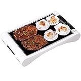 Linjolly Haushalt elektrische Grills rauchlos elektrisch Grillen Multifunktions Schnellheizung Teppanyaki Grillplatte,weiß 500 w