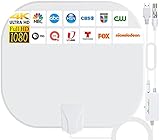 2021 TV-Antenne, Innen, 320 km, Serie Antenne, Verstärker, Intellektuell, geeignet für 1080P 4 K, TV-Kanäle, 5 m, Koaxialkabel – Weiß Ellip
