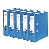 Original Falken 5er Pack PP-Color Kunststoff-Ordner. Made in Germany. 8 cm breit DIN A4 Pastell-Farbe aqua Vegan Ringordner Aktenordner Briefordner Büroordner Plastikordner S