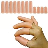 12 Stück Gel-Fingerlinge, Fingerschutz Unterstützung Fingerhülsen, Silikon-Fingerabdeckungen für Arthritis, ideal zum Schutz von Trigger-Fingerspitzen und R