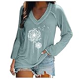 Damen Kurzarm Bluse Shirts Blumen Mesh Rundhals Falten Tunika Oberteile(Mint Green, XXL)