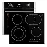 KKT KOLBE Autarkes Herdset: 60cm Einbau-Backofen EB8005ED + 59cm Glaskeramik-Kochfeld KFS59RL / Heißluft/Grill-/Bratsystem/Automatik-Timer/Dualzone / SET8005KFS