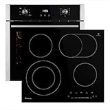 KKT KOLBE Autarkes Herdset: 60cm Einbau-Backofen EB8005ED + 59cm Glaskeramik-Kochfeld KFS59RL / Heißluft/Grill-/Bratsystem/Automatik-Timer/Dualzone / SET8005KFS