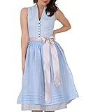 Krüger Collection Damen Dirndl Nadine mit V-Ausschnitt 18397 - Hellblau 70cm Gr. 48