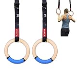 DYSD Turnringe aus Holz, 32 mm, mit Schnallen, für Muskelaufbau, Bauchmuskeltraining, Krafttraining, Oberkörper-Kraft, Suspension-Training