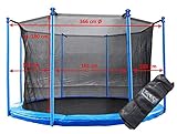 walexo Trampolin Innenliegendes Sicherheitsnetz 366 cm Ø 6 Stangen Fangnetz N